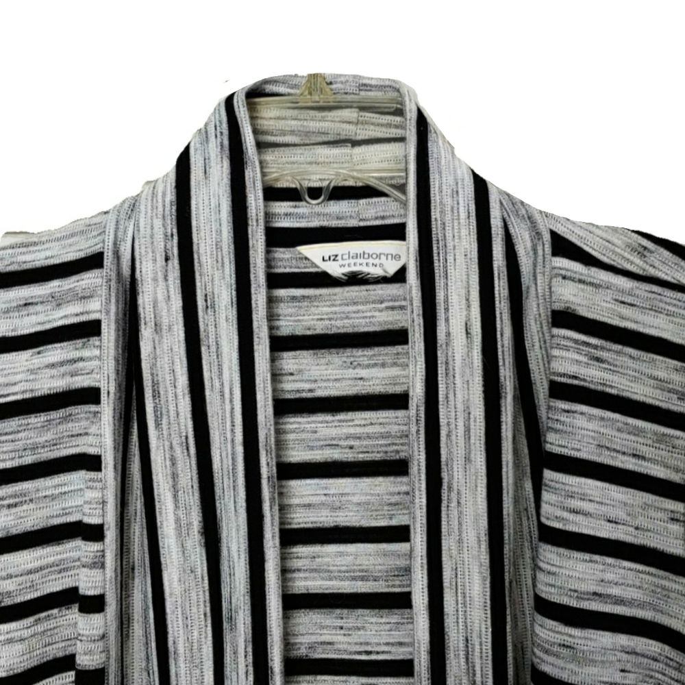 Liz Claiborne Weekend Gray & Black Open Cardigan - Picture 3 of 5